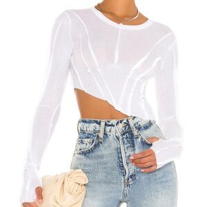 SAMI MIRO VINTAGE Asymmetric Baby Rib Tee - White